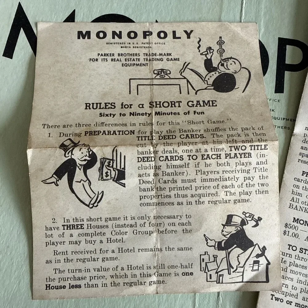 Vintage Monopoly 1954 Board Game Yellow Box - Complete!